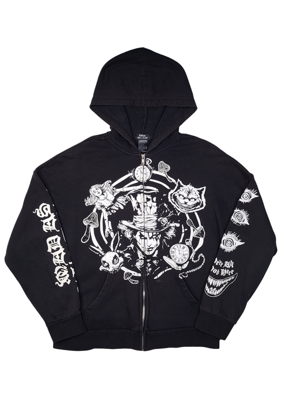 Vintage Y2K Social Collision Alice And Wonderland Hoodie Gothic Mens Medium